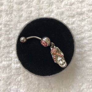 Pink sandal shoes Stainless Belly button Stud ring